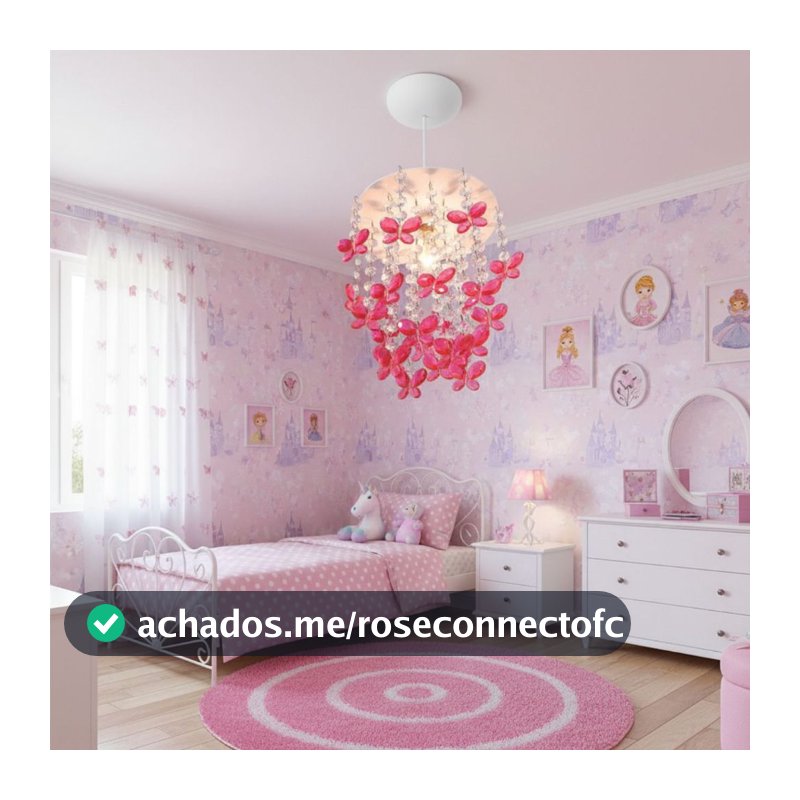 Luminária para Quarto de Bebê Plafon Lustre Infantil Menina Criança Decoração Chá Revelação Tema Borboletas Rosa
