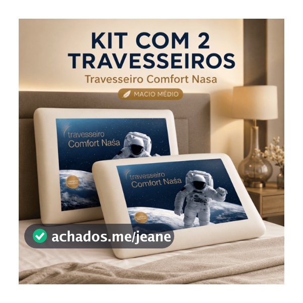 Travesseiro Nasa Viscoelástico - Conforto Anatômico e Antialérgico - Comfort Nasa, 2Pcs