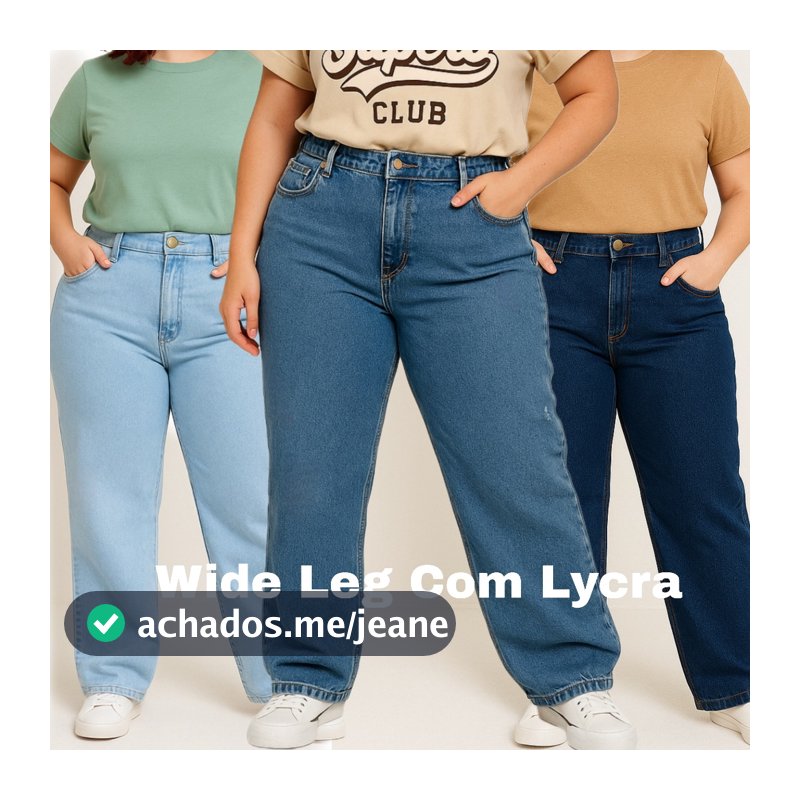 CALÇA JEANS FEMININA PLUS SIZE WIDE LEG 46 AO 54 ALTÍSSIMA QUALIDADE