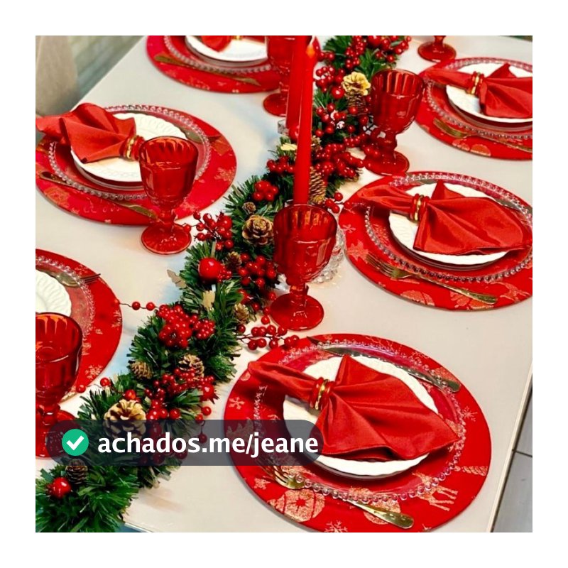 Kit 08 Capas Sousplat Várias Estampas Natal 100 % Algodão Decoração Enfeite Mesa