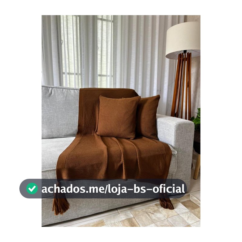 Kit Peseira Manta Luxo Decorativa Pompom Sala Sofá + 2 Capas