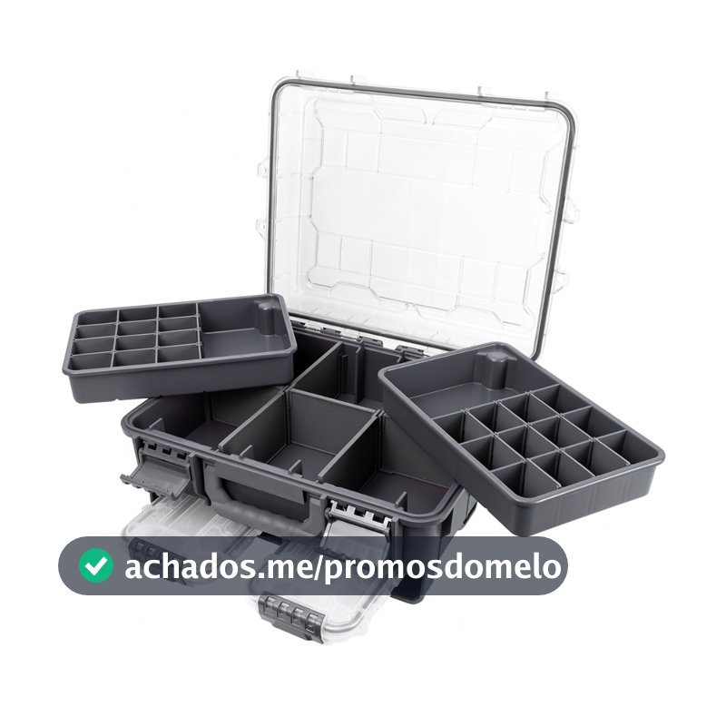 Caixa De Pesca Organizadora Com Bandejas Maleta Resistente Antichoque Para Iscas e Acessórios