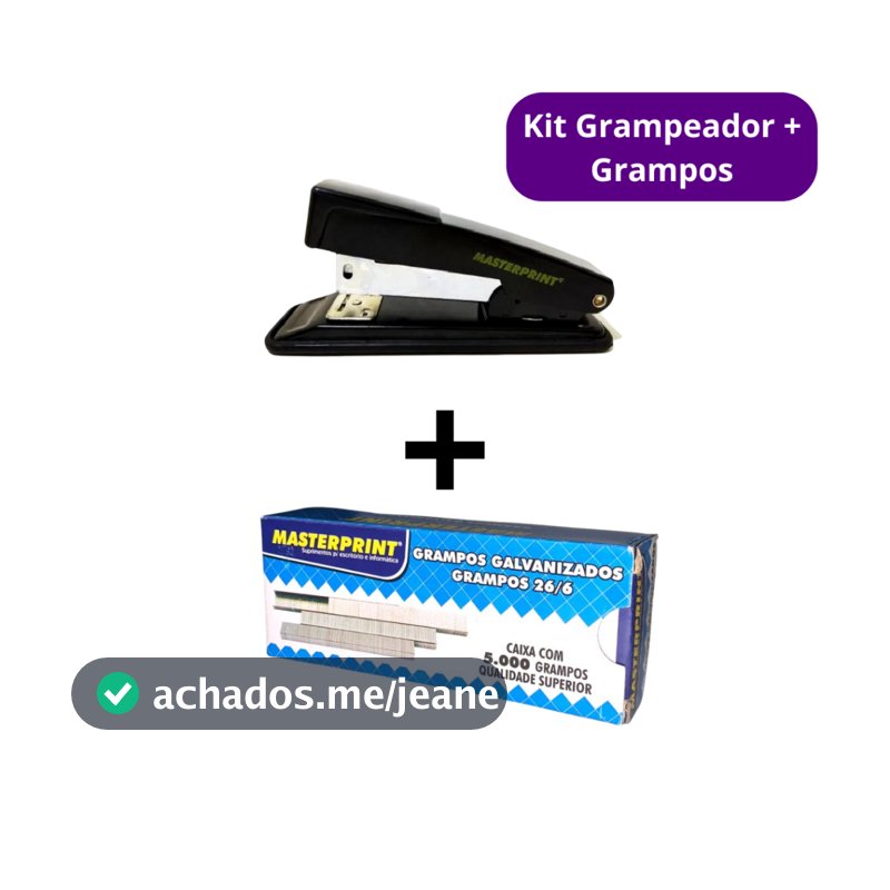 Kit Grampeador Metal + 5.000 Grampos 26/6 Galvanizados Escolar Escritório MASTERPRINT