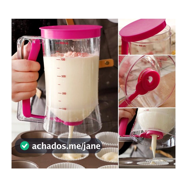 Jarra Dispenser Dosador Medidor de Massas 900ml p/ Cupcake Panqueca Waffle Crepe Bolo Confeitaria