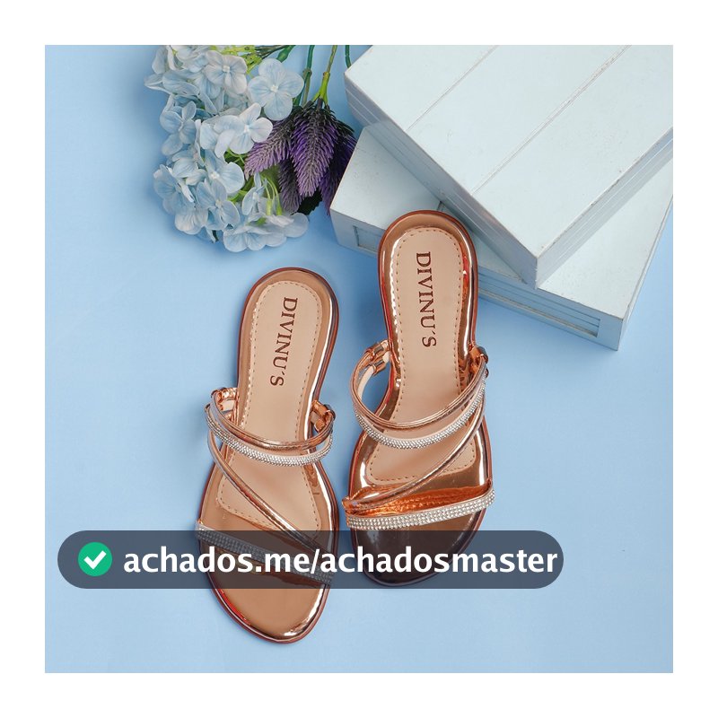 Sandália Feminina Sandália Rasteira Feminina com Strass Modelo Verão Tendência 2 em 1