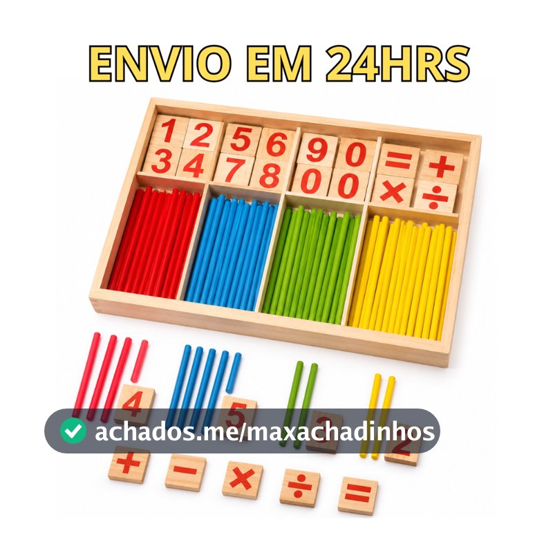 Jogo Educativo de Matemática Montessori com Palitos Coloridos e Números Contagem