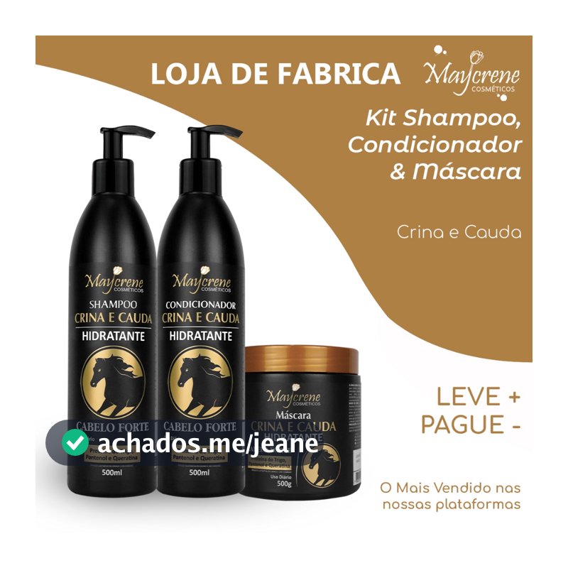 Kit Crina e Cauda Hidratante Maycrene  (500ml/500g) | Proteína Do Trigo+ Pantenol+ Queratina - Cabelo Forte e Hidratação