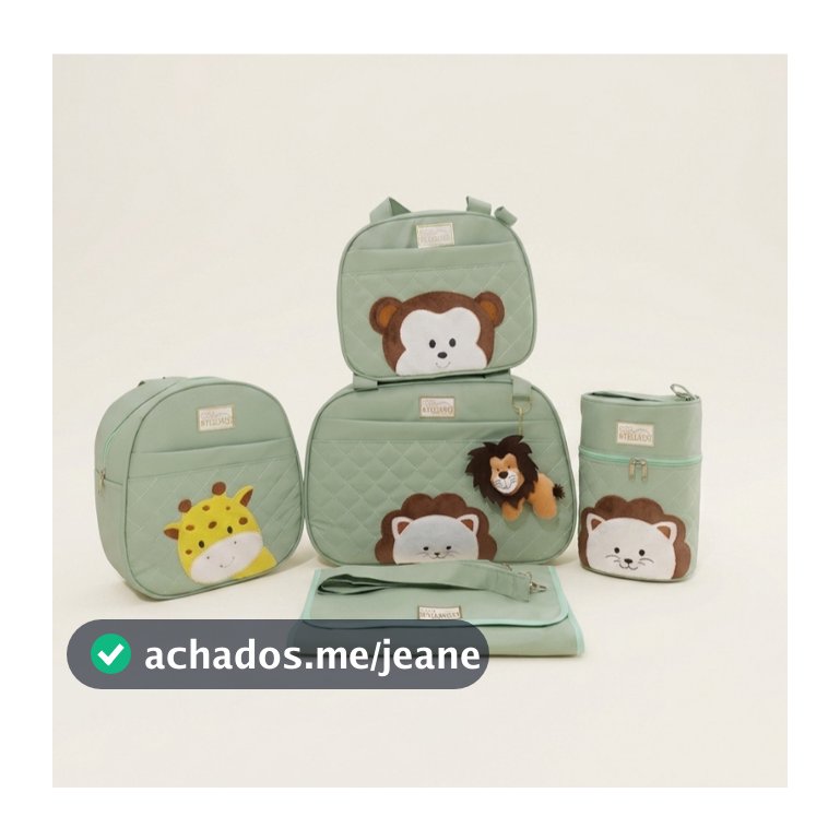 Kit De Bolsa Mala Maternidade 5 Peças Completo Safari