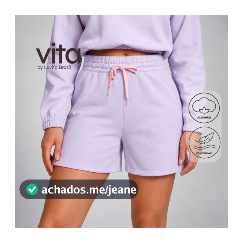 Lovito Vita Short Feminino Academia Moletom Lovito Esportivo Casual Confortável SSB20192049