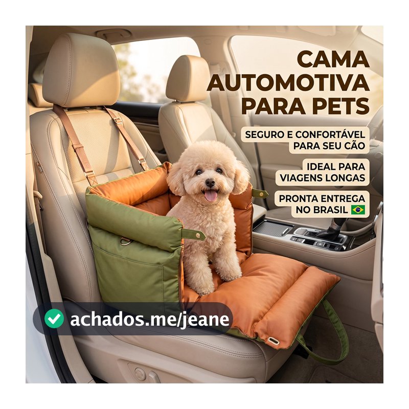 Assento de Carro Pet 2 em 1 Bolsa Transporte Caminha Multiuso Cachorro Pequeno Resistente 50cm Preto Azul Verde