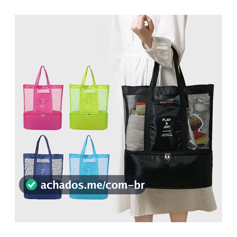Bolsa Térmica de Praia Grande | Compartimento Embutido para Bebidas Geladas Verão