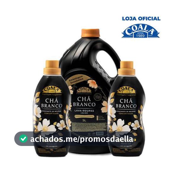 Kit Coala Laundry 1 Lava Roupas 5L + 2 Amaciantes de 1L cada - Chá Branco