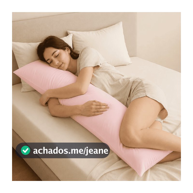 Travesseiro De Corpo Antialérgico Body Pillow Com Zíper 135x40cm Fronha 200 Fios Fibra Siliconada