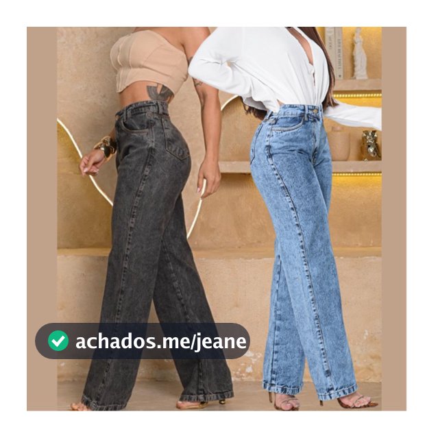 Calça Wide Leg Jeans Pantalona Cós Alto 100% Algodão Marmorizada Sem Lycra Moda Feminina Premium