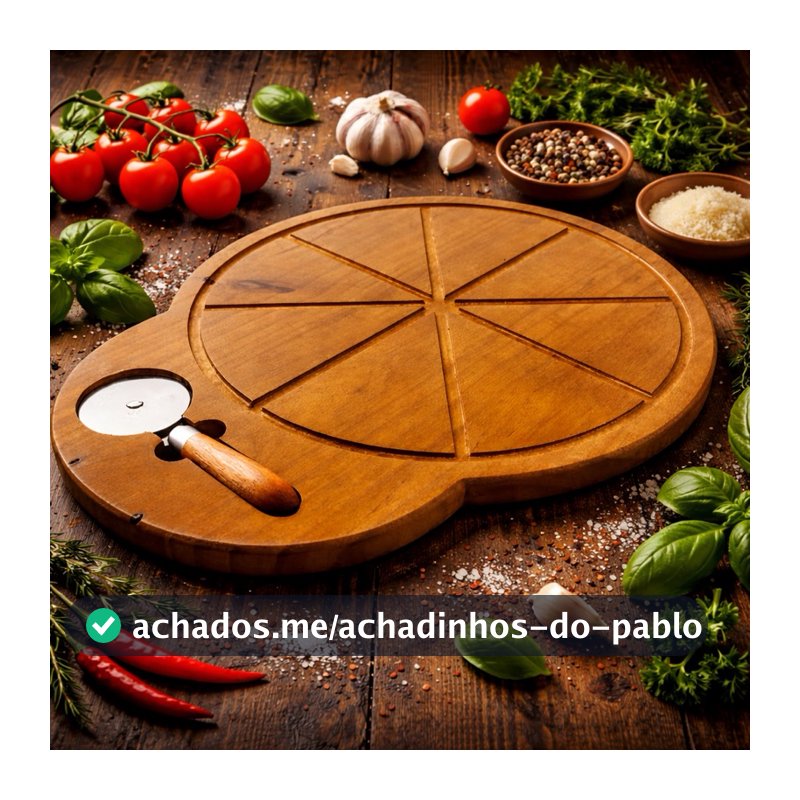 Tábua Para Pizza De 35 Cm Com Cortador Embutido Personalizado