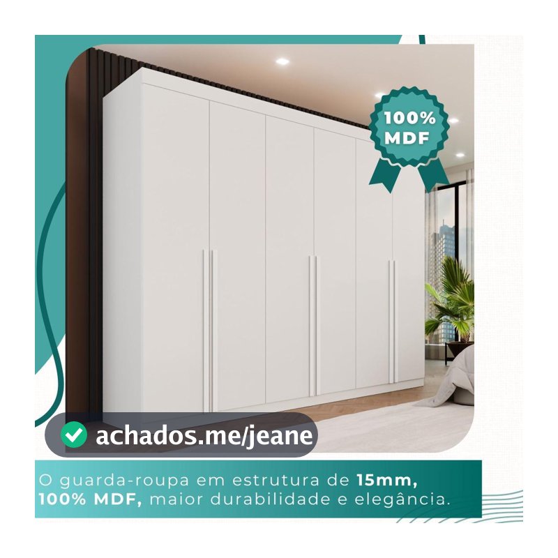 Guarda-Roupa 6 Portas 8 Gavetas MDF Dubai – Mais Móveis