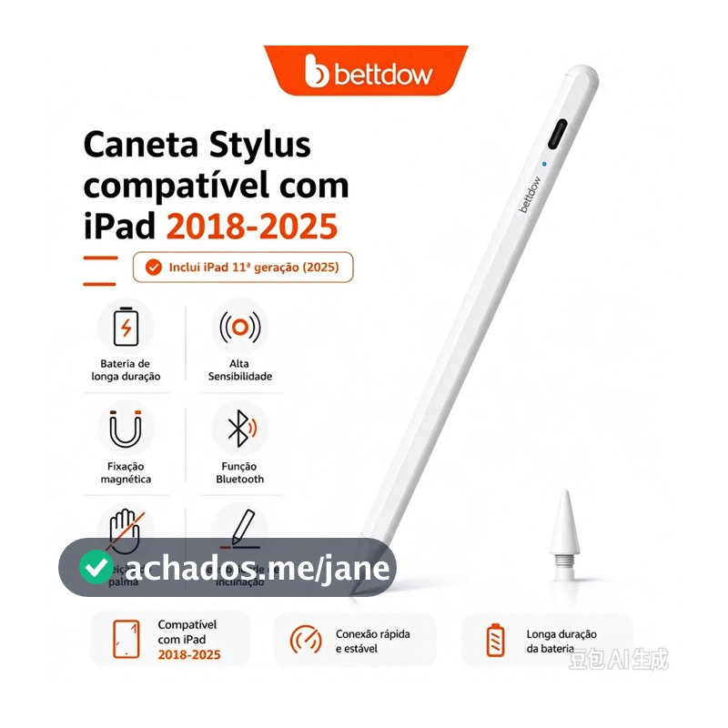 BETTDOW 11th Plus Caneta Stylus para iPad Stylus Pencil Rejeição da palma 9th Gen 8th 7th 6th Pro 11 12.9 2018-2025
