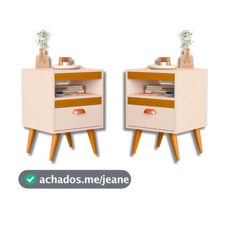 PROMOÇÃO Kit 2 Mesa De Cabeceira Para Quarto Com Pés e Gaveta Com Nicho Criado Com 2 Unidades