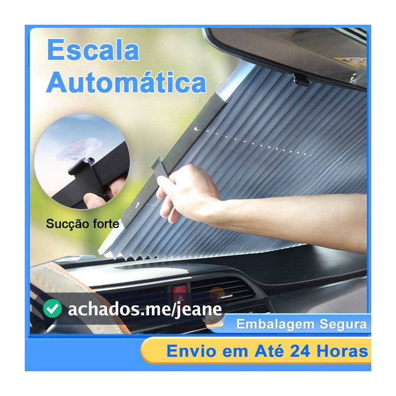 Protetor Solar Parabrisa Carro Anti-Calor - Pára-Sol Retrátil Bloqueador UV, Reduz Calor no Interior, Universal