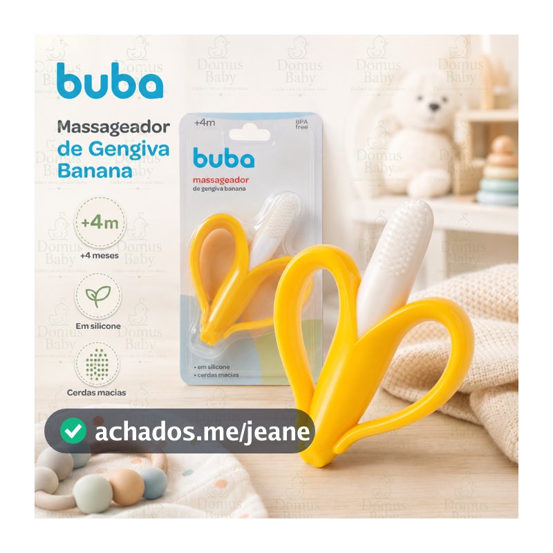 Mordedor Banana Buba Original Silicone Massageador de Gengiva Bebê