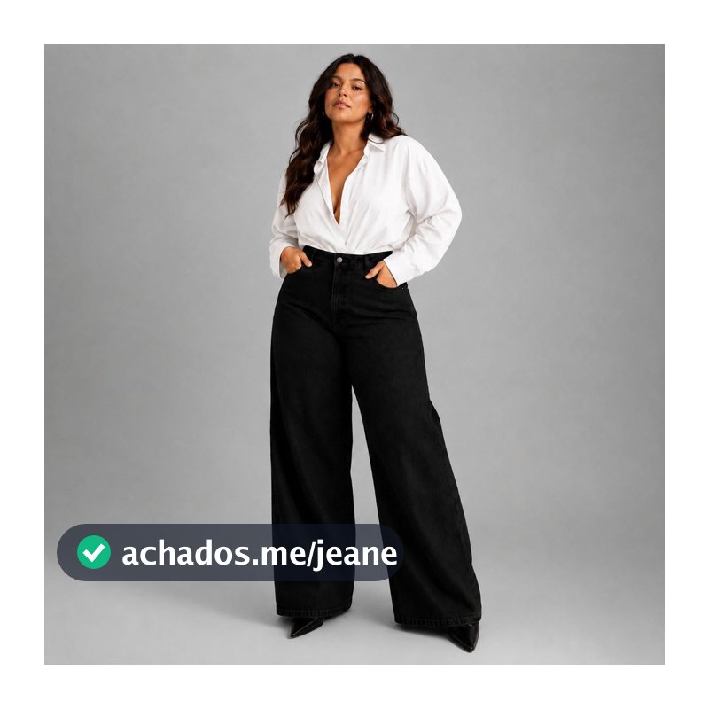 Calça Wide Leg Preta Pantalona Plus Size 46 Ao 58