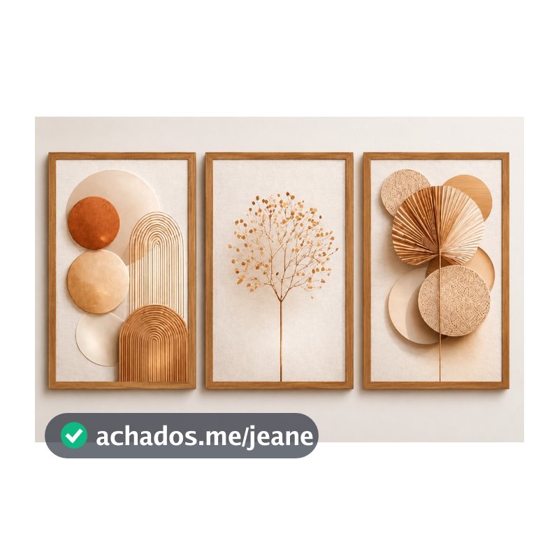 Kit Quadros Decorativos Sala Quarto Formas Geométricas Tons Elegantes