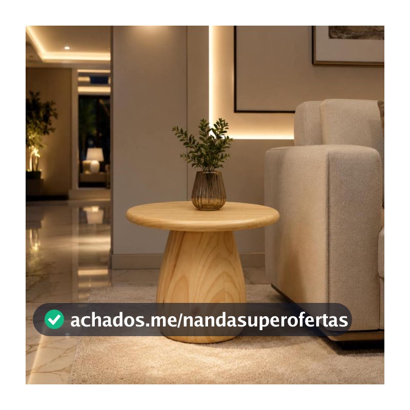 Mesa Lateral em Madeira Maciça com Design Orgânico Para Flores