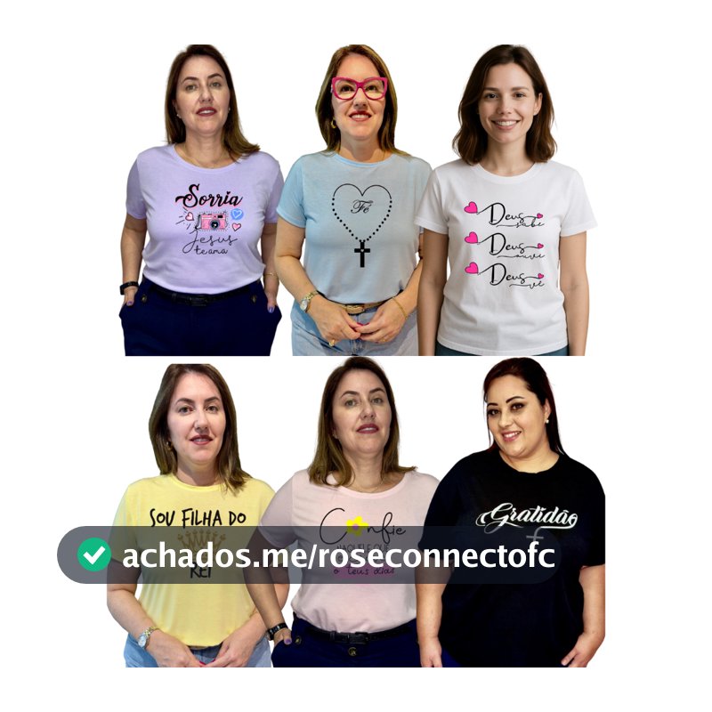 Kit de 04 Camisetas Variadas. Camisetas cristãs, camisetas com temas religiosos, blusas femininas com estampas religiosa