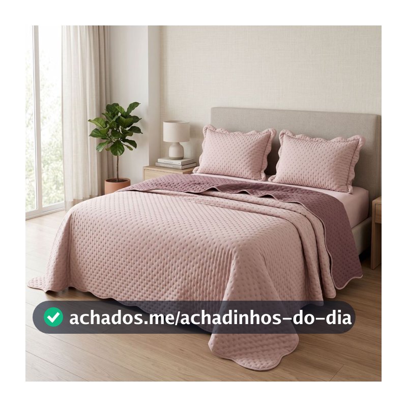 Cobre Leito Percal 300 Fios Toque de Pluma Dupla Face Bold Bicolor 03 Peças