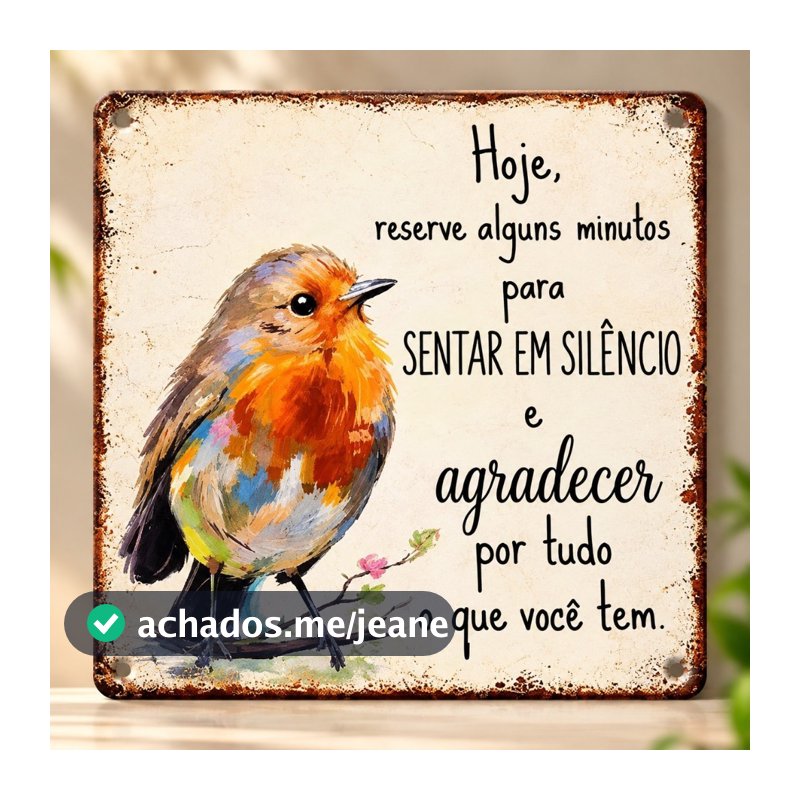 Quadro Placa Decorativa Agradecer Gratidão Frases Positividas Pássaros Area Externa Jardim Quarto Hall