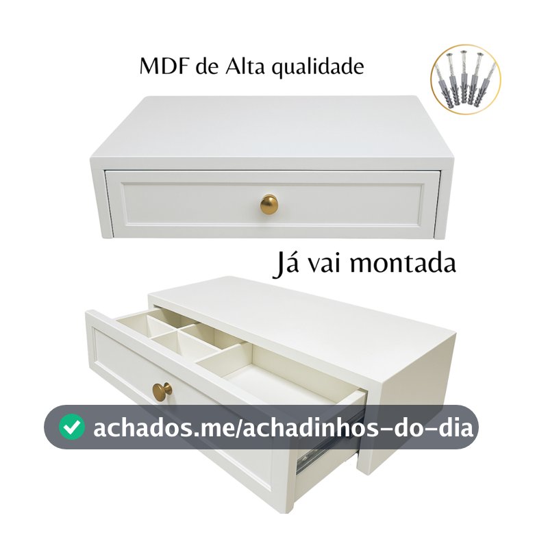 Penteadeira Suspensa Mdf 50,60,70,80,90.100cm Branco Texturizado Com Gaveta