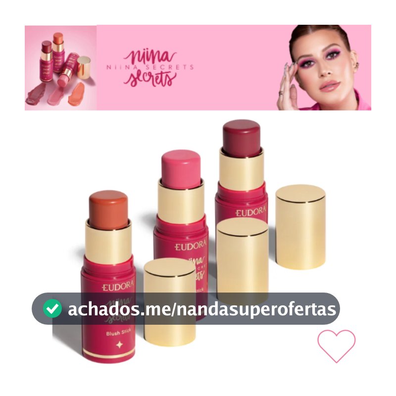 Blush Niina Secrets Stick Daily Blush Rosa / Blush Malva / Blush Coral - Eudora Blush Cremoso