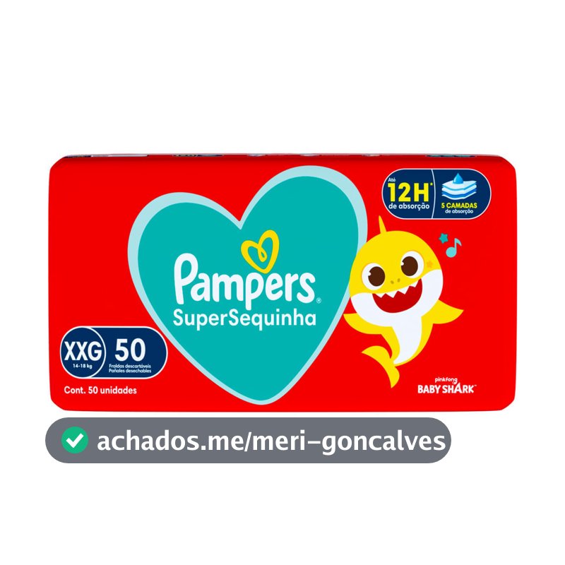 Fralda Pampers Supersequinha Tamanho XXG 50 Unidades Descartáveis