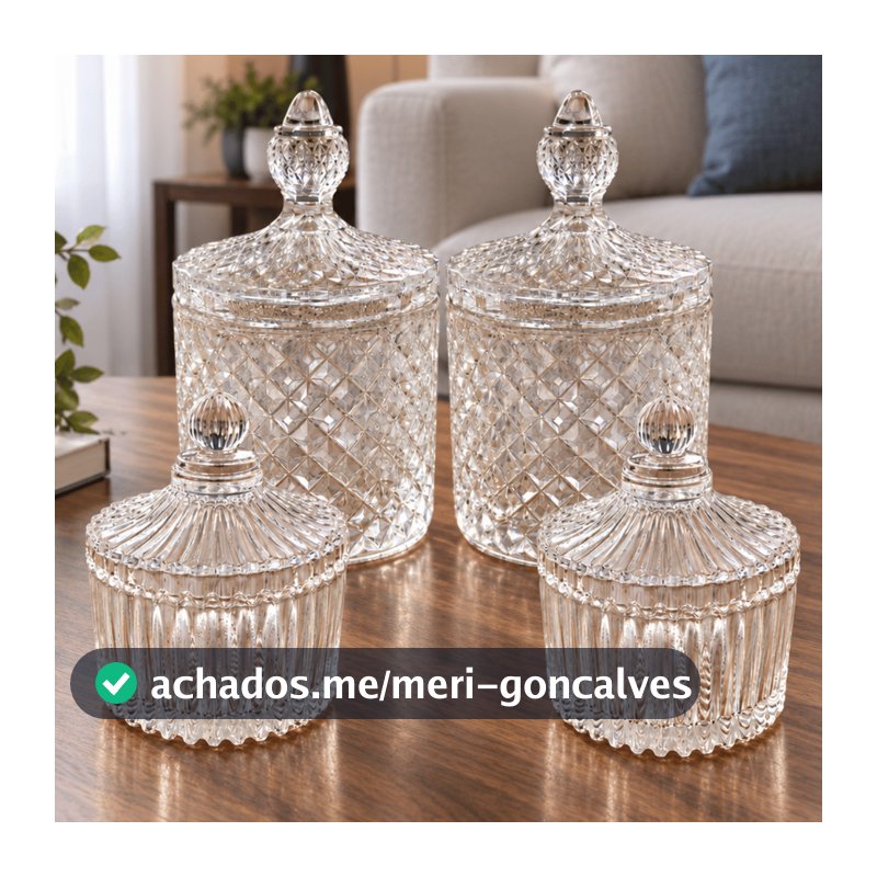 Kit 4 Peças - 2 Potiches ABACAXI Vidro + 2 Bombonieres CARROSEL Potes Doces Lembrancinha Festa Mesa