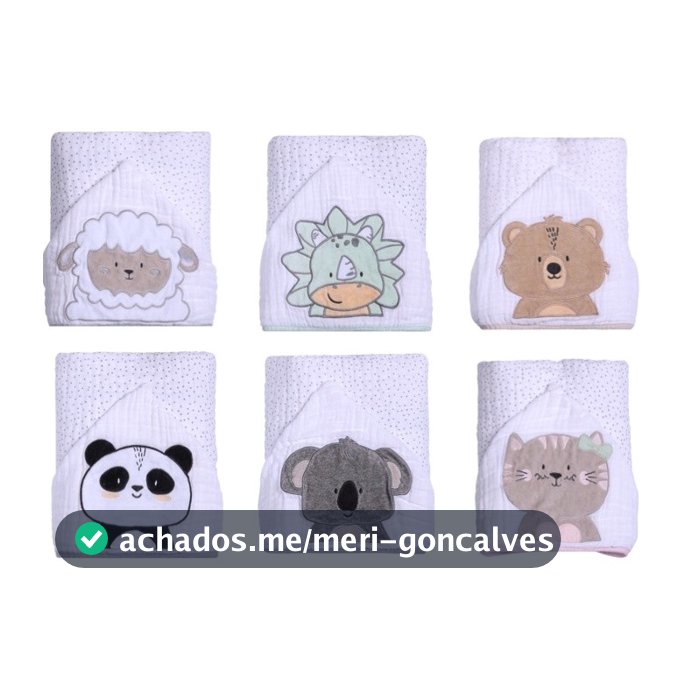 Toalha de banho soft com capuz bordado bebê bichinhos papi friends 90x75cm 3 CAMADAS