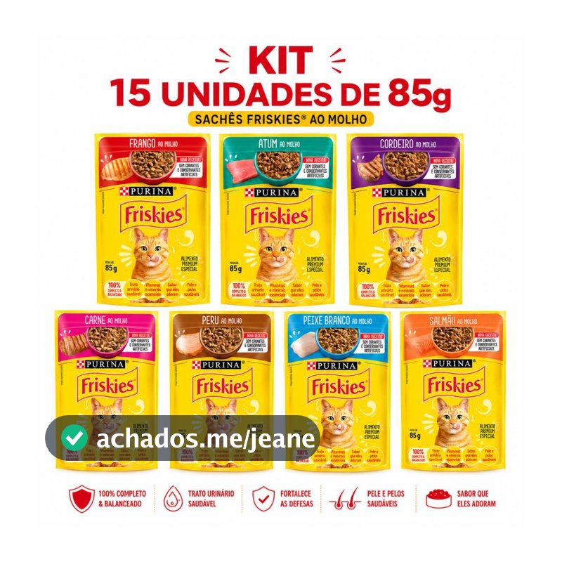 Sache Friskies Gatos caixa com 15 unidades de 85g cada sabores diversos