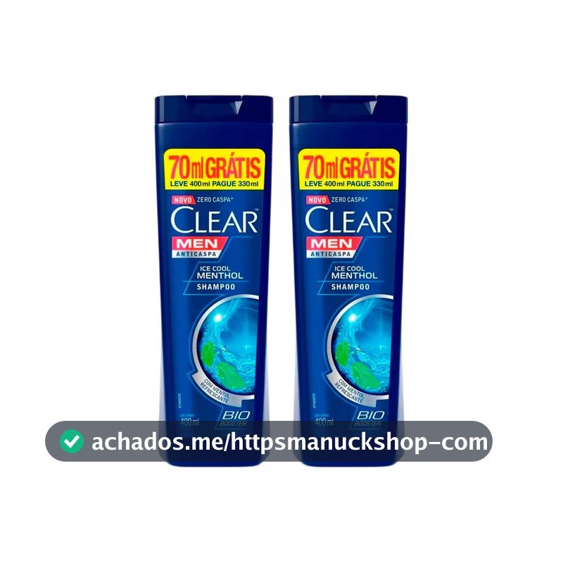 Kit Shampoo Clear AntiCaspa Ice Cool Menthol Leve 400ml Pague 330ml - 2 Unidades