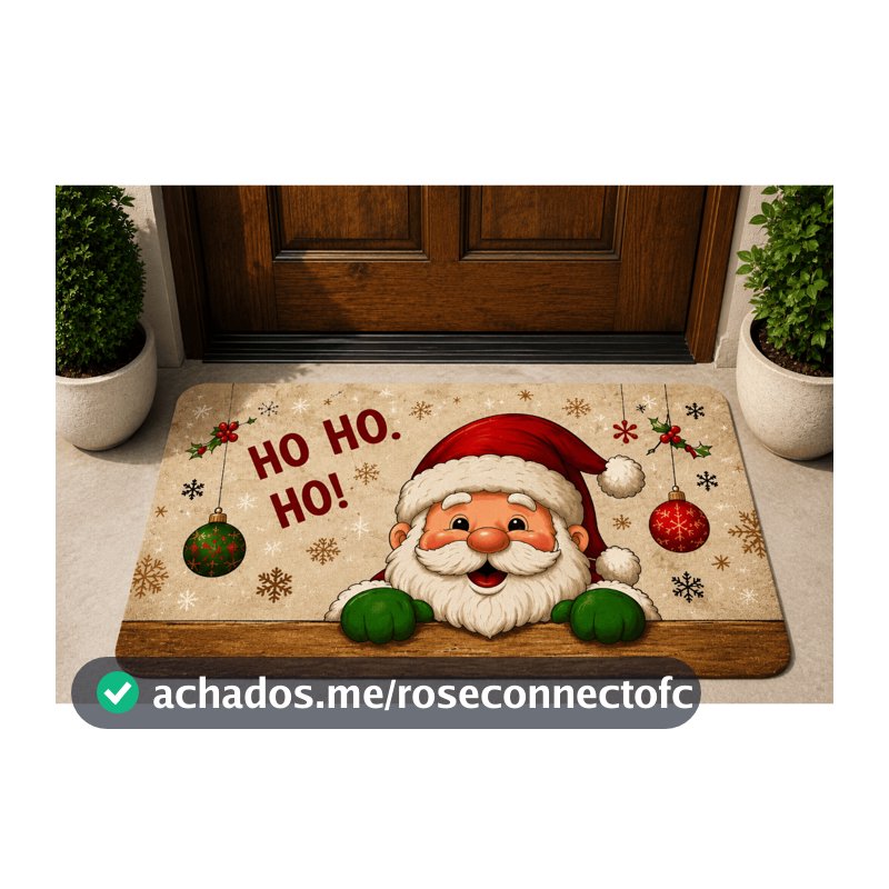 Tapete de Entrada Natal Engraçado Papai Noel Família Ama o Natal 40x60 Antiderrapante