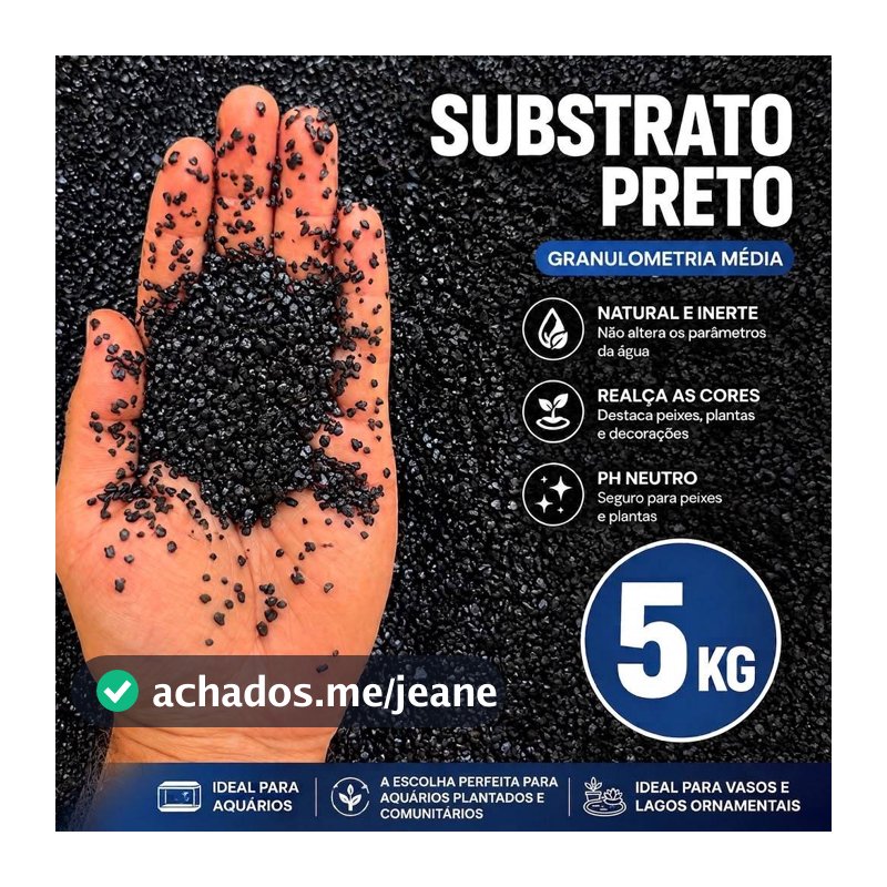 Substrato Preto Natural para Aquário 5KG - Substrato Fundo, Vasos e Decoração - Atóxico