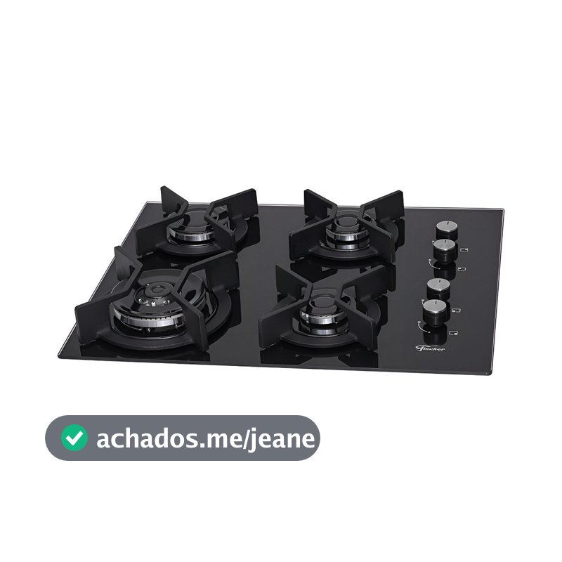Cooktop a Gás Fischer Infinity 4 Bocas Mesa de Vidro Preto Bivolt Alto Desempenho