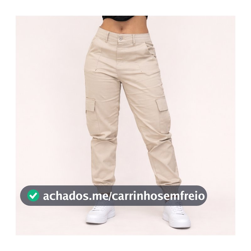 Calça Cargo Feminina Jogger Cintura Alta Com Bolso Lateral Com Lycra Streetwear Stillger