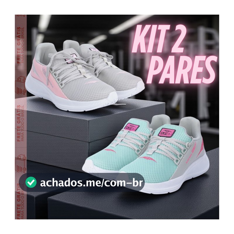 Kit 2 Pares Tênis Feminino Academia Corrida Leve Confortável Esportivo Ideal Para Treinos 38-43