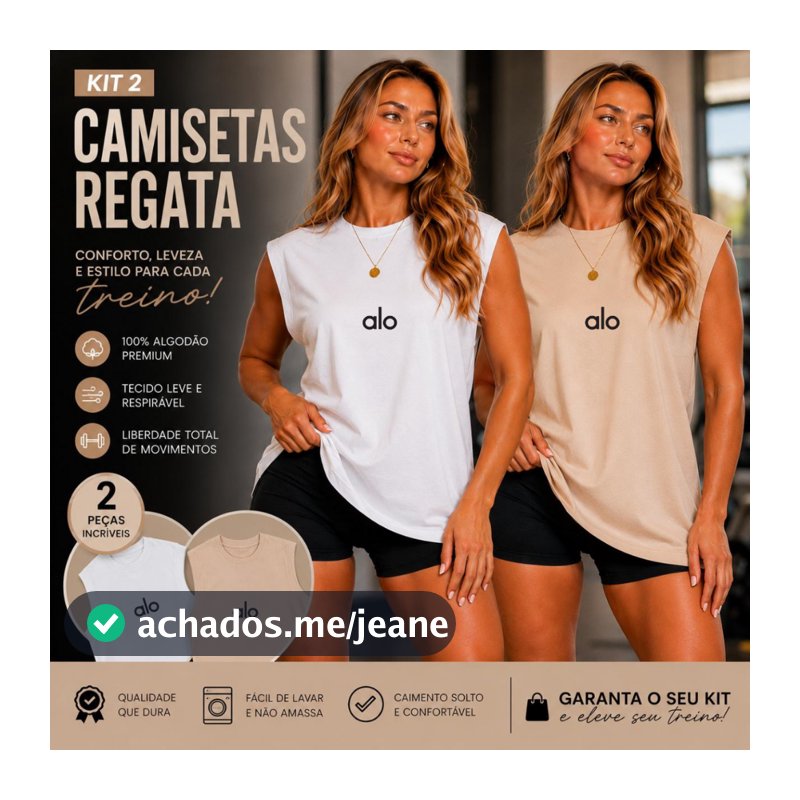 Kit 2 Regata Feminina Estampada Yoga Academia Confortável Regata 100% Algodão Envio Imediato