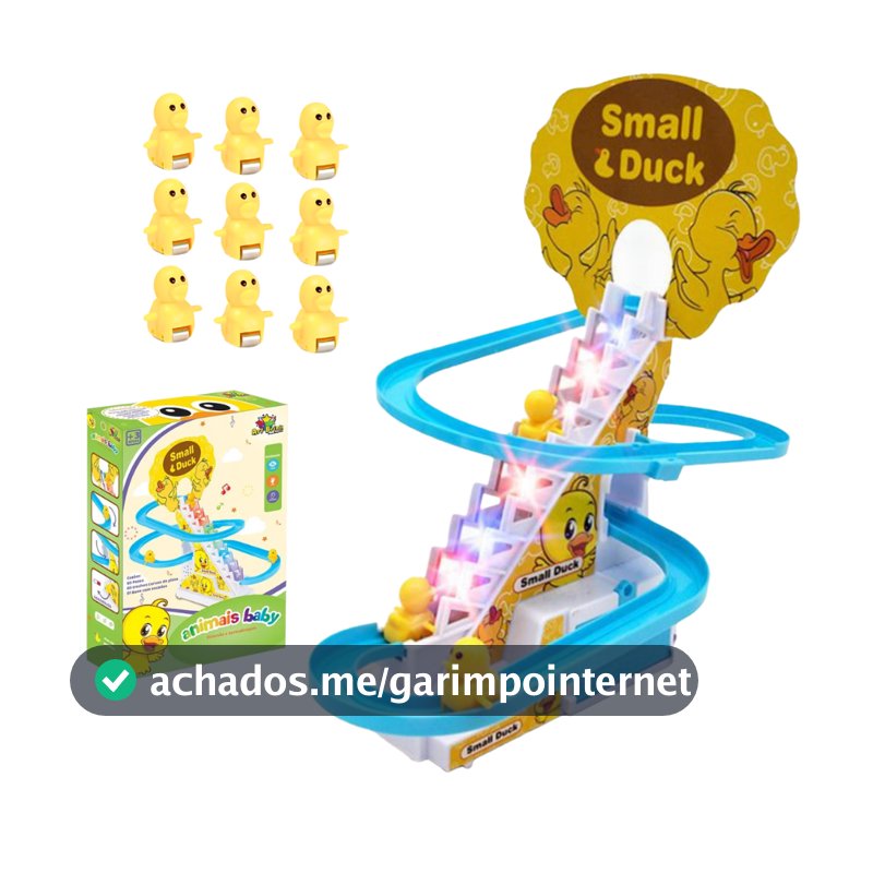 Brinquedo Pista Pato 9 Patinhos Escorrega Tobogã Escada Musical com Som e Led Menino e Menina Presente