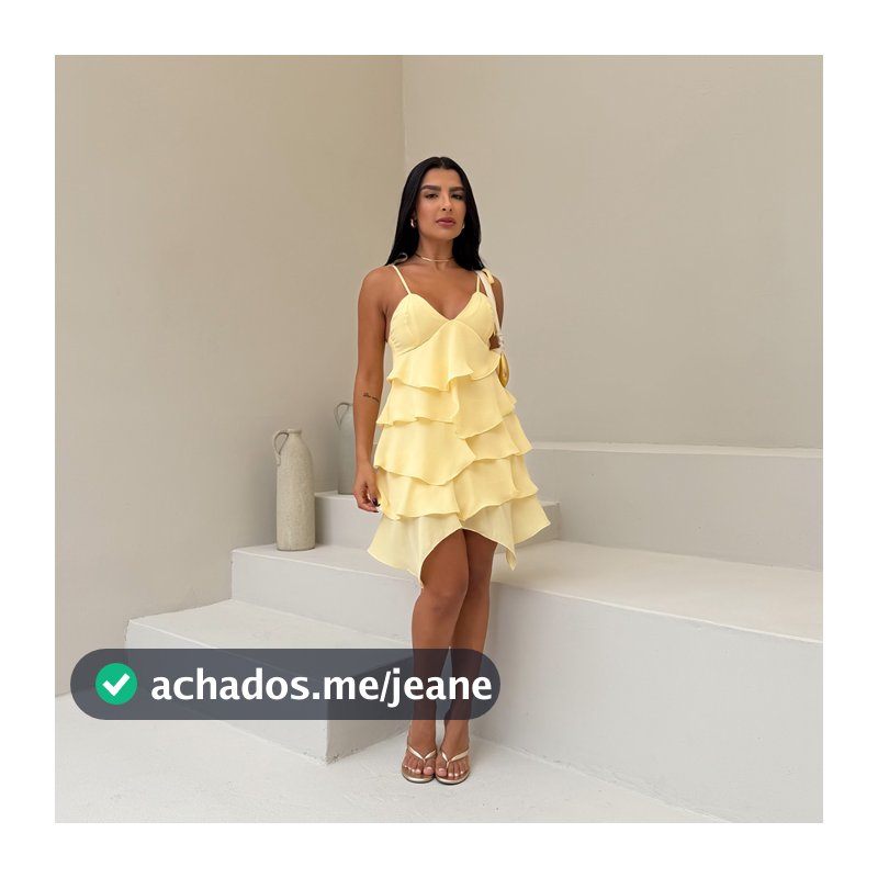Vestido Curto Em Crepe Decote V Camadas Sobrepostas Barra Lenço
