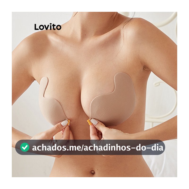 Lovito Casual Autocolante Sutiã Adesivo Com Bojo Acessório De Lingerie Liso Respirável Antiderrapante De Silicone