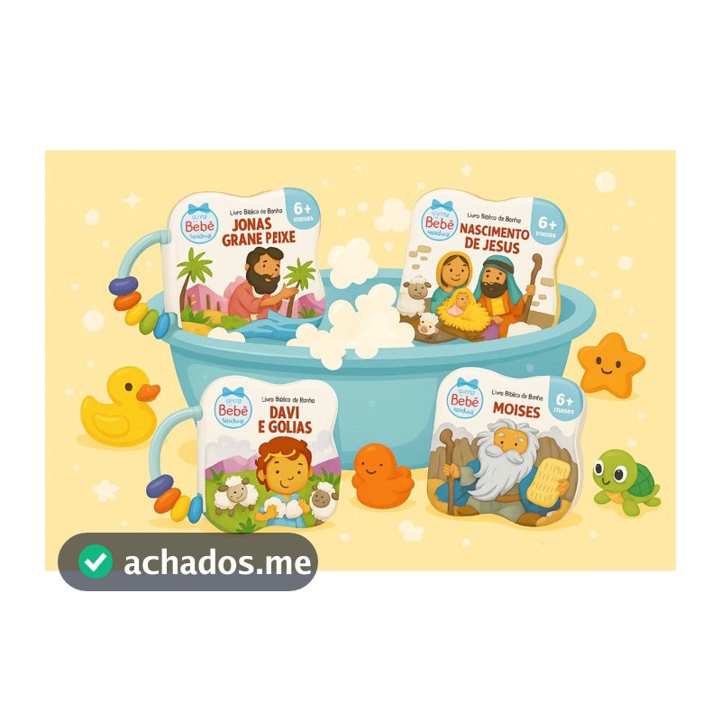 Livro de Banho Bíblico com Chocalho | Bebê 6+ Meses | Histórias Infantis Cristãs à Prova d'Água