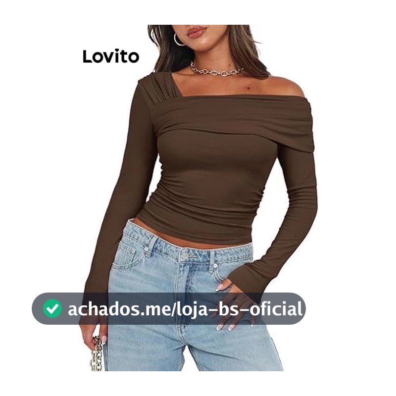 Lovito Blusa Feminina Manga Comprida Assimétrica TSNS56BX321