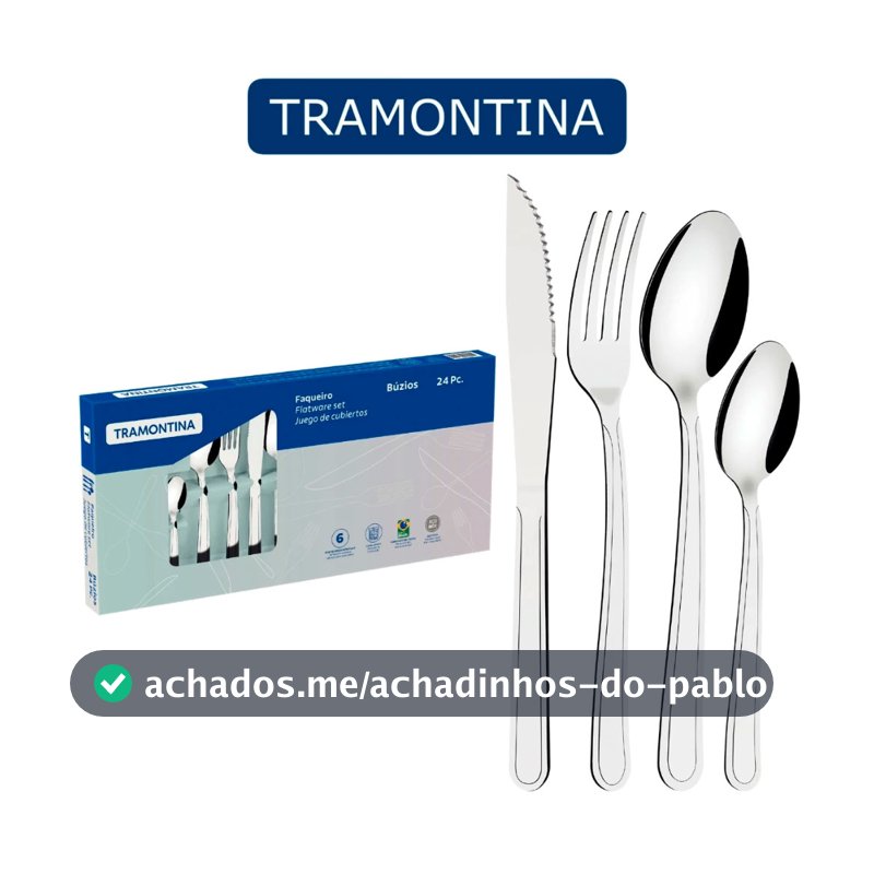 Faqueiro Tramontina Búzios em Aço Inox Jogo de Talheres 24 Peças