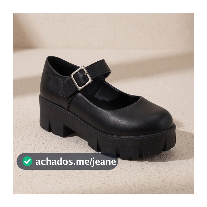 Sapato Feminino Mary Jane Tratorado com Fivela Moda Inverno Tendência Grunge Chucky Ref: 177